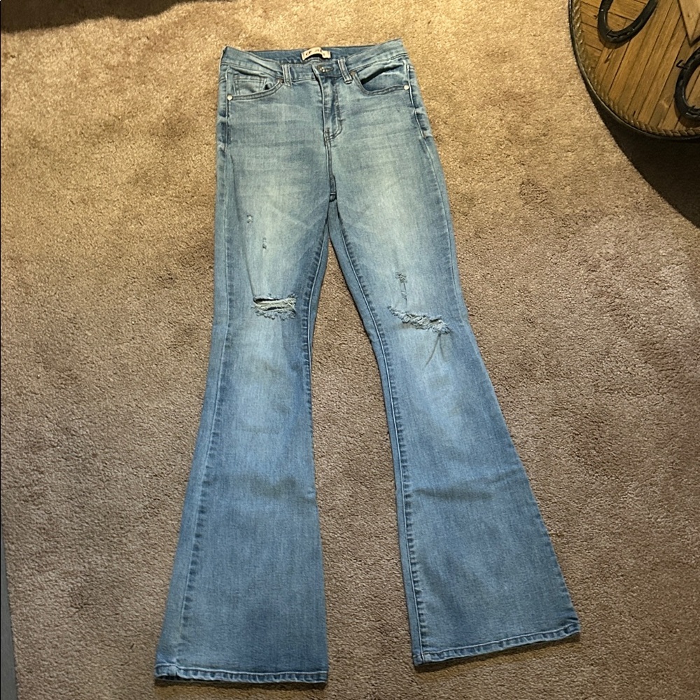 Light Blue Flare Jeans for Women